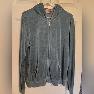 Juicy Couture Velor Zip Up Sweatshirt Vintage 1X Plus 2000s Blue